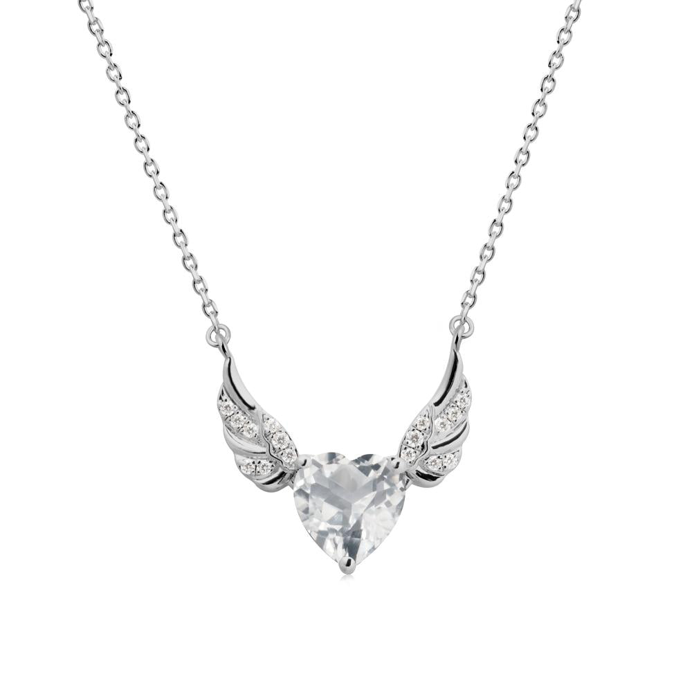 Winged Heart Shaped White Topaz Pendant - LUO Jewelry #metal_platinum