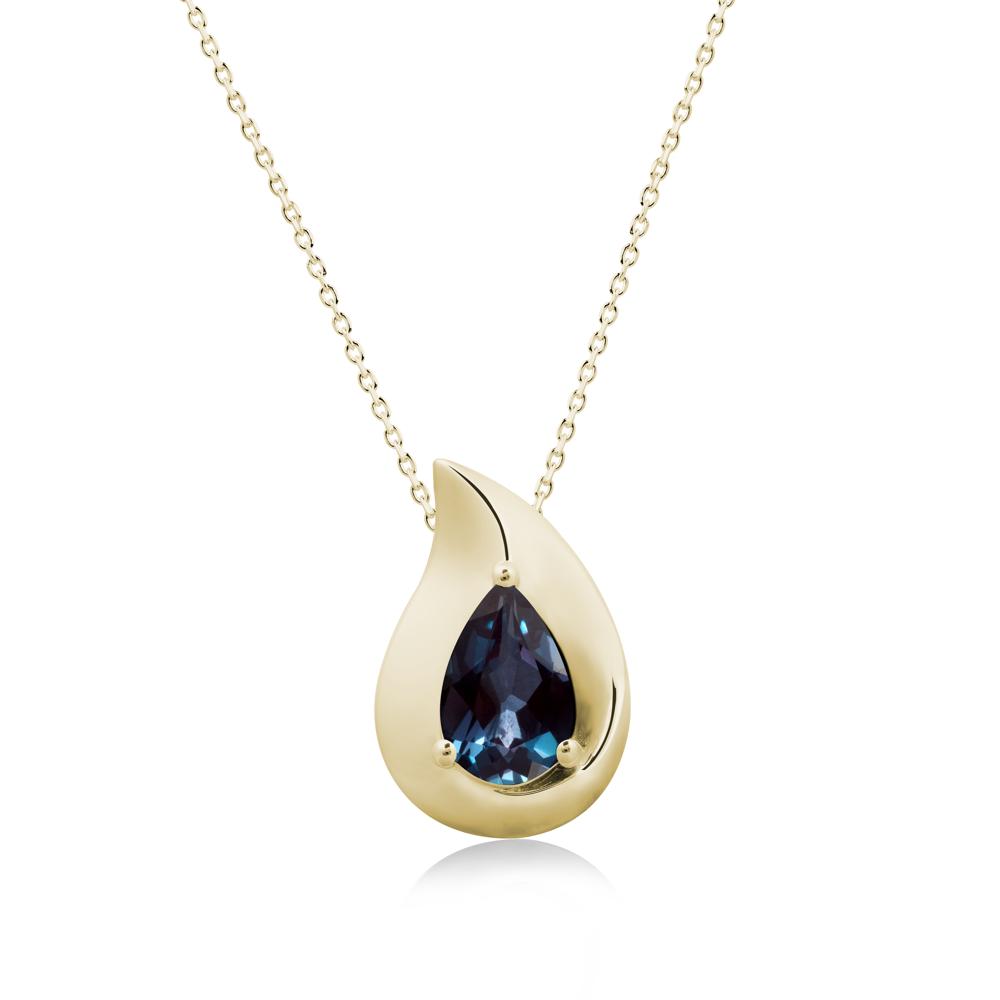 Simple Teardrop Alexandrite Pendant - LUO Jewelry #metal_14k yellow gold
