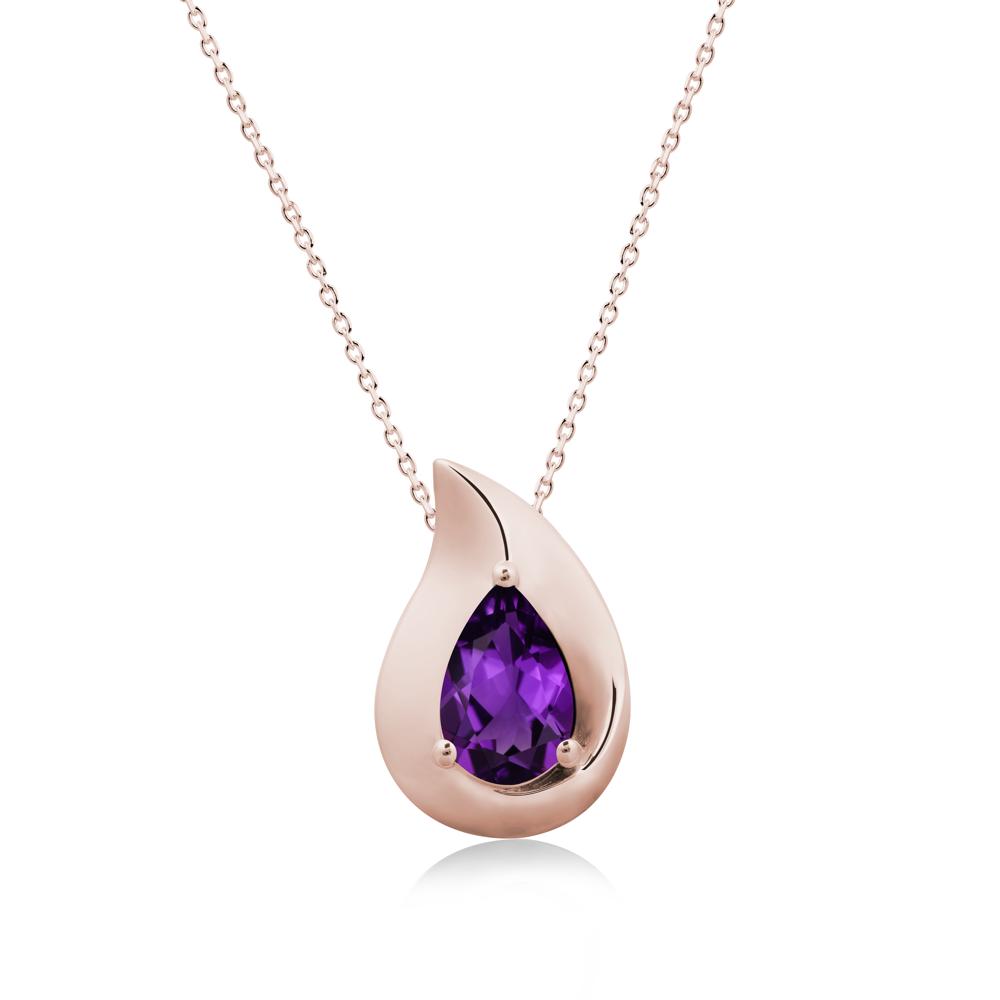 Simple Teardrop Amethyst Necklace - LUO Jewelry #metal_14k rose gold