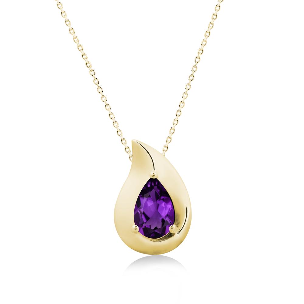 Simple Teardrop Amethyst Necklace - LUO Jewelry #metal_18k yellow gold