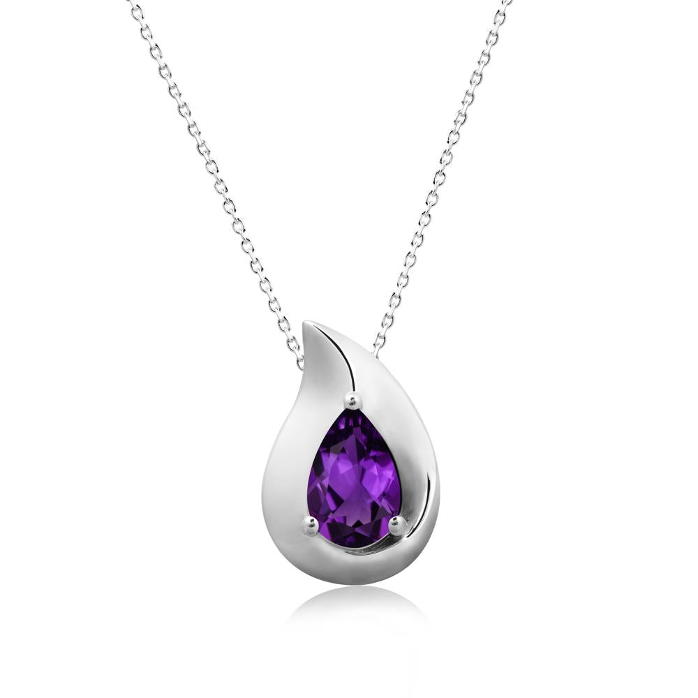 Simple Teardrop Amethyst Necklace - LUO Jewelry #metal_sterling silver