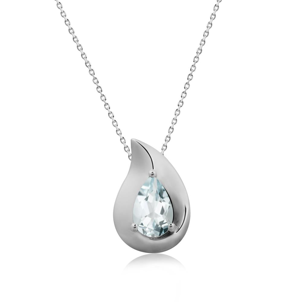 Simple Teardrop Aquamarine Pendant - LUO Jewelry #metal_platinum