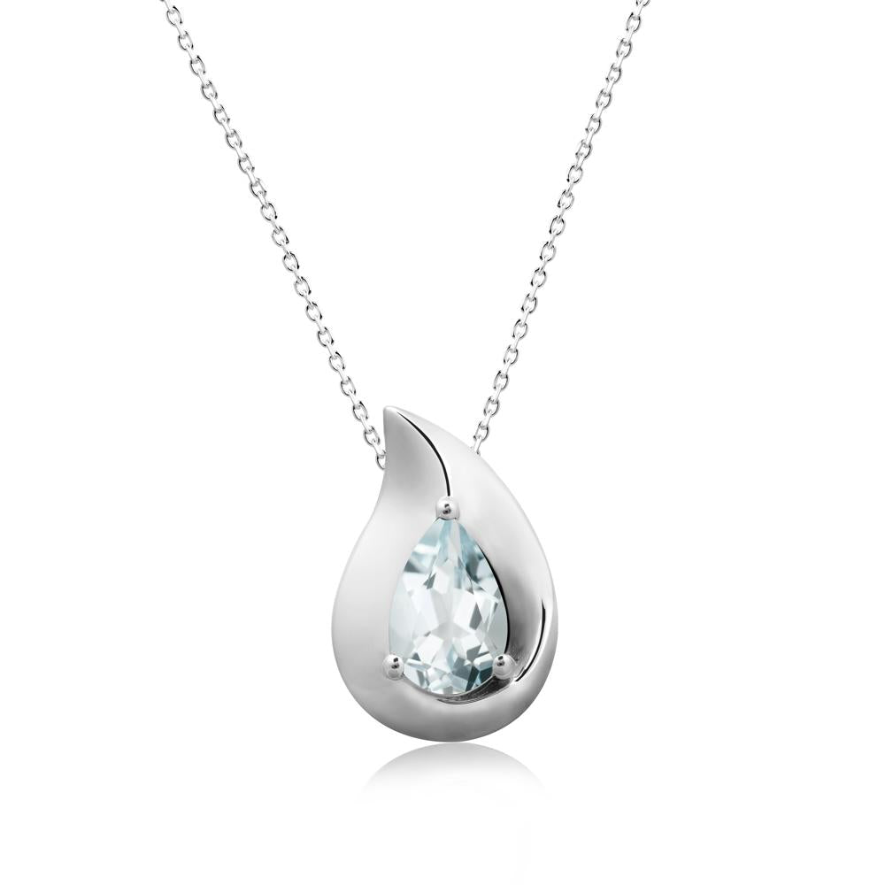 Simple Teardrop Aquamarine Pendant - LUO Jewelry #metal_sterling silver