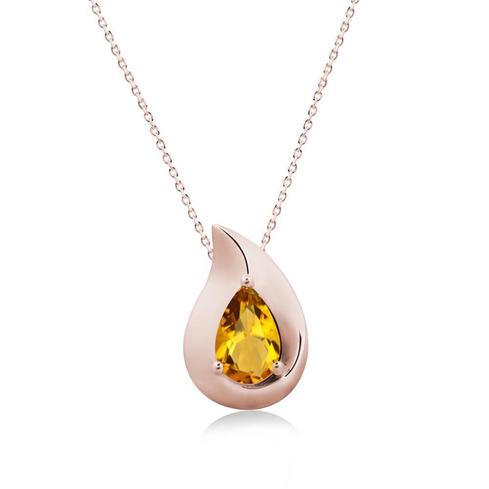 Simple Teardrop Citrine Pendant - LUO Jewelry #metal_14k rose gold