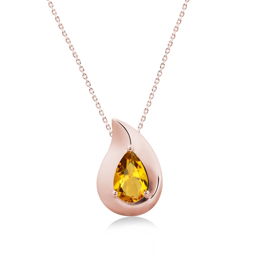 Simple Teardrop Citrine Pendant - LUO Jewelry #metal_18k rose gold