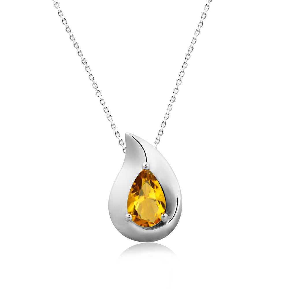 Simple Teardrop Citrine Pendant - LUO Jewelry #metal_18k white gold