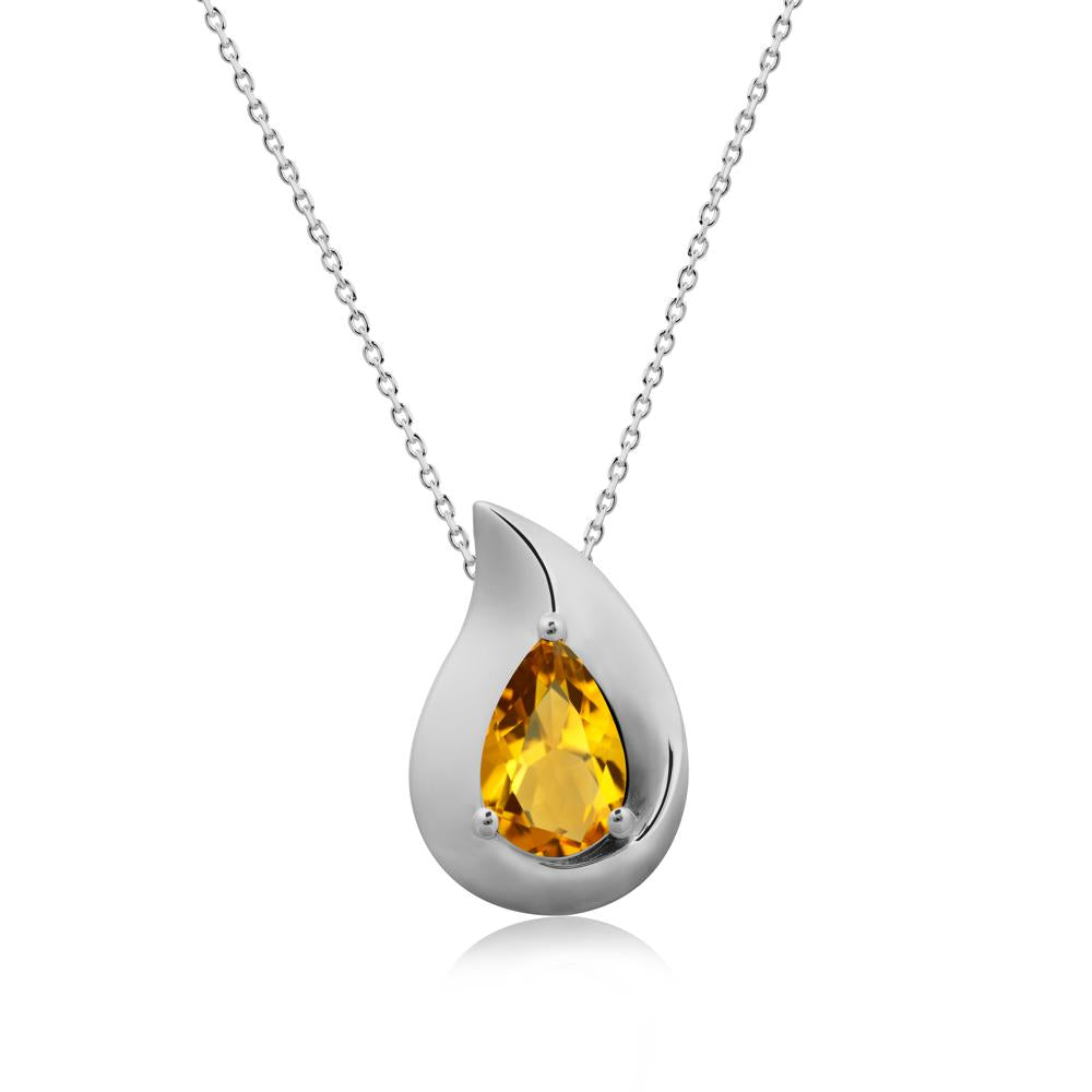 Simple Teardrop Citrine Pendant - LUO Jewelry #metal_platinum