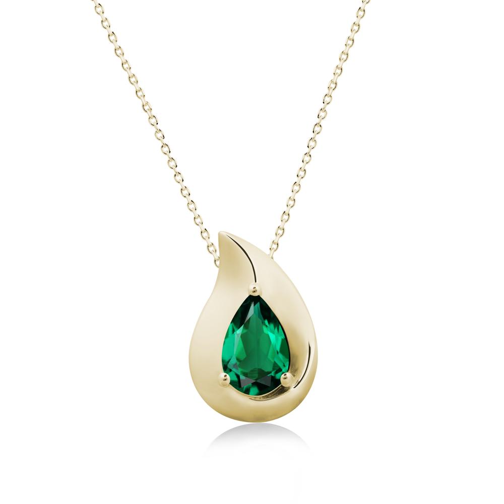 Simple Teardrop Emerald Necklace - LUO Jewelry #metal_14k yellow gold