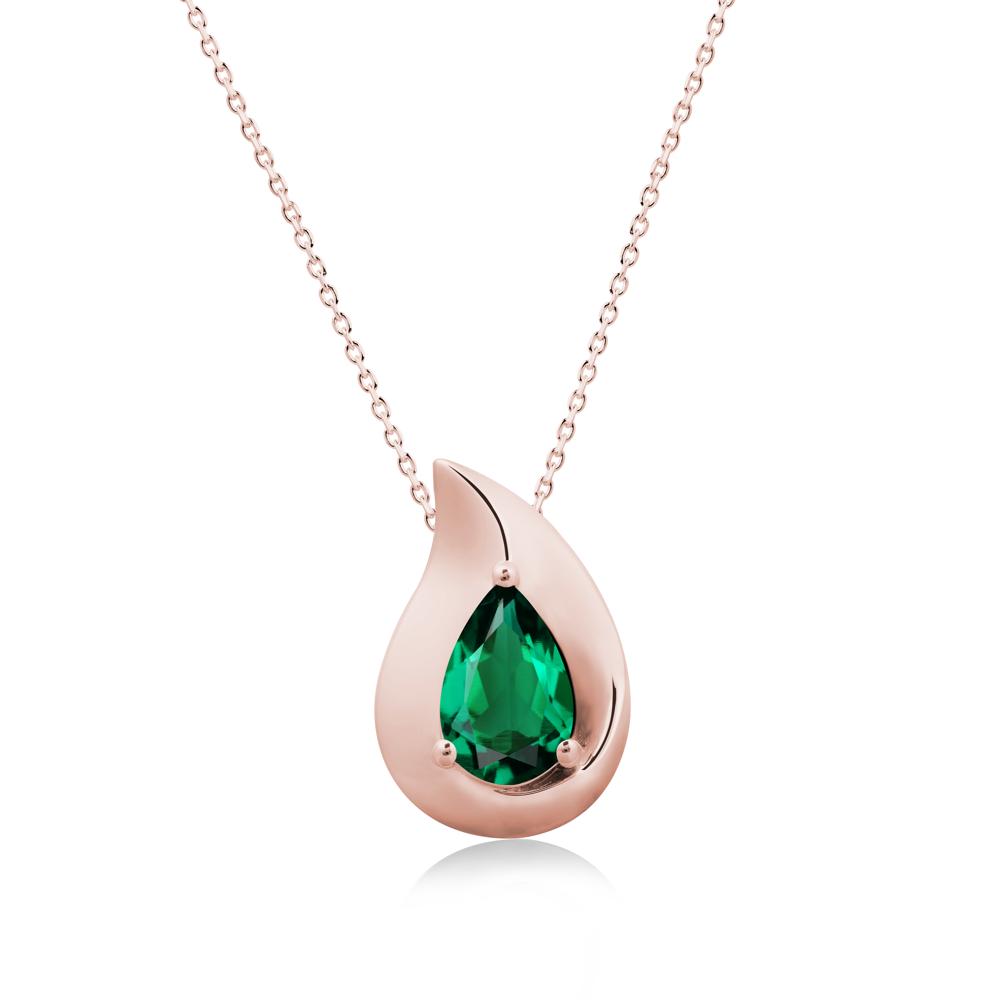 Simple Teardrop Emerald Necklace - LUO Jewelry #metal_18k rose gold