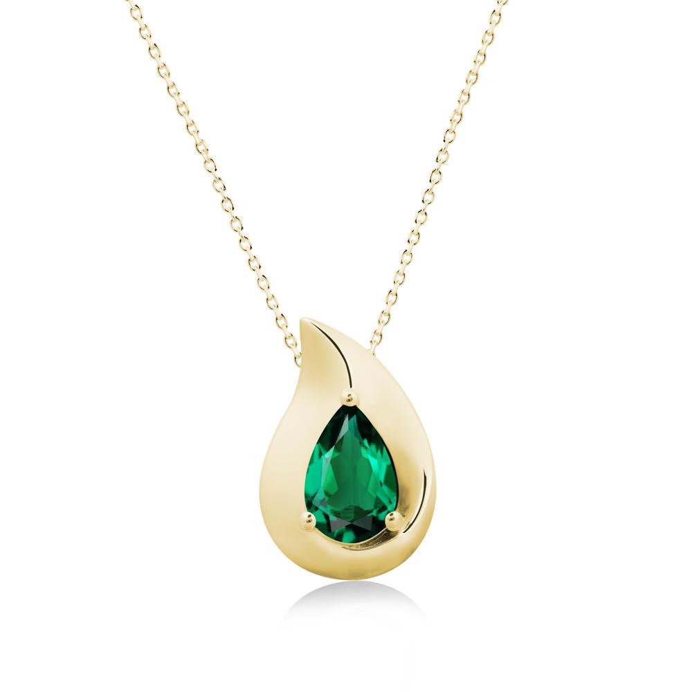 Simple Teardrop Emerald Necklace - LUO Jewelry #metal_18k yellow gold