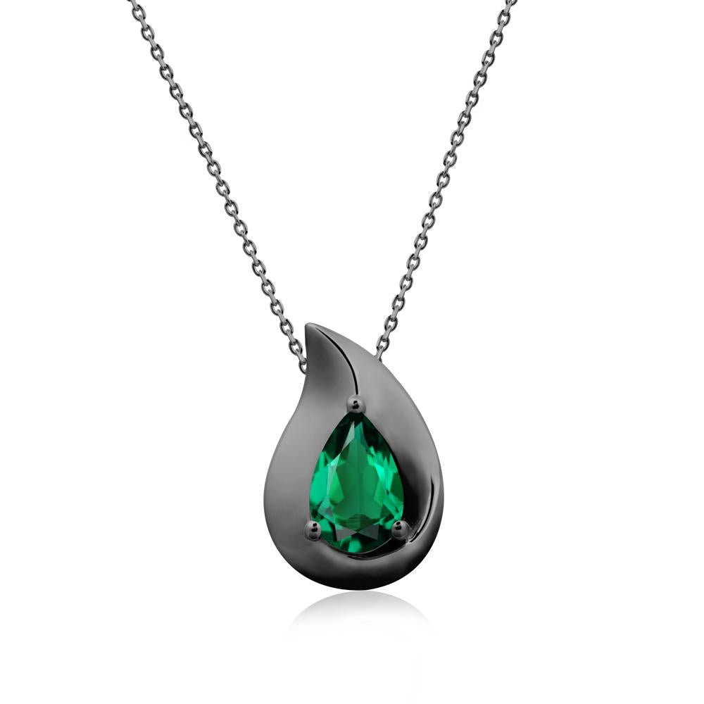 Simple Teardrop Emerald Necklace - LUO Jewelry #metal_black finish sterling silver