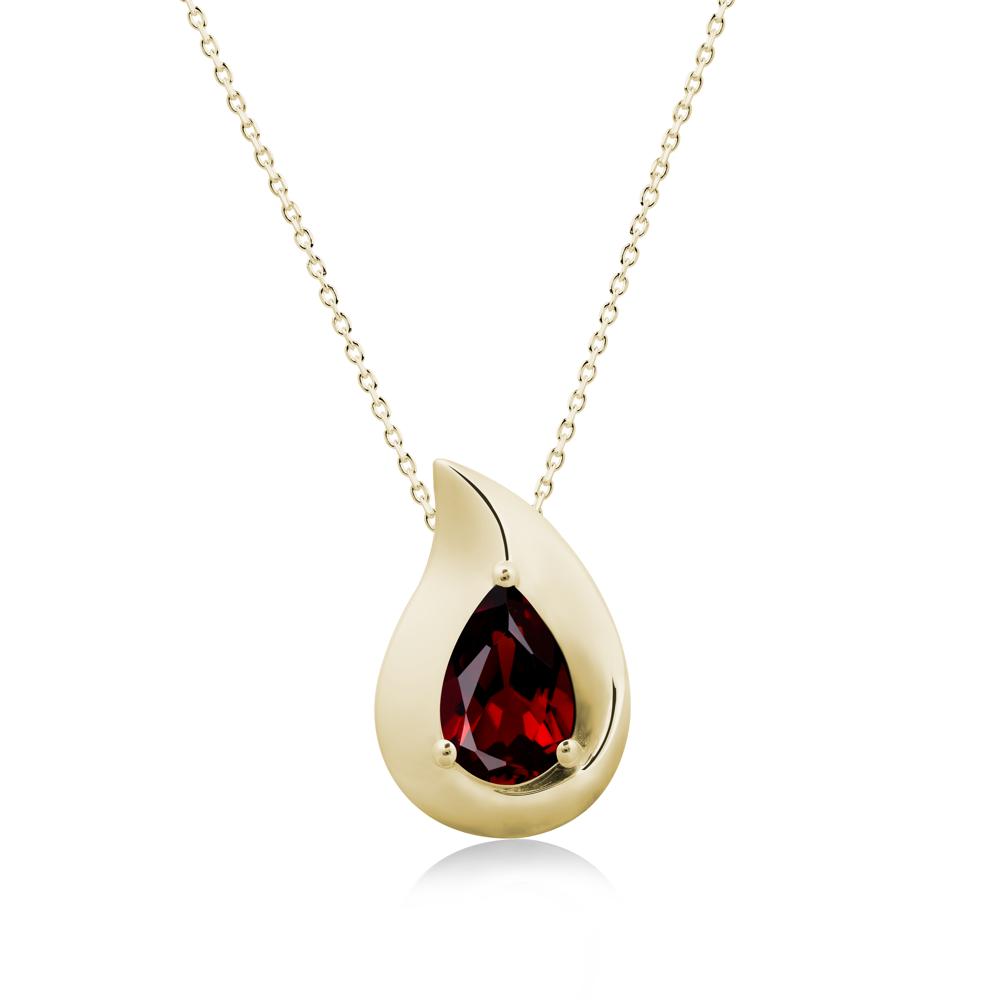 Simple Teardrop Garnet Pendant - LUO Jewelry #metal_14k yellow gold