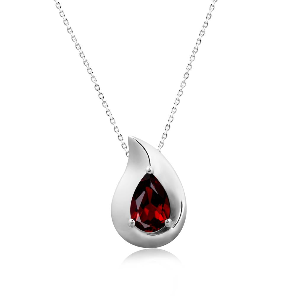 Simple Teardrop Garnet Pendant - LUO Jewelry #metal_18k white gold