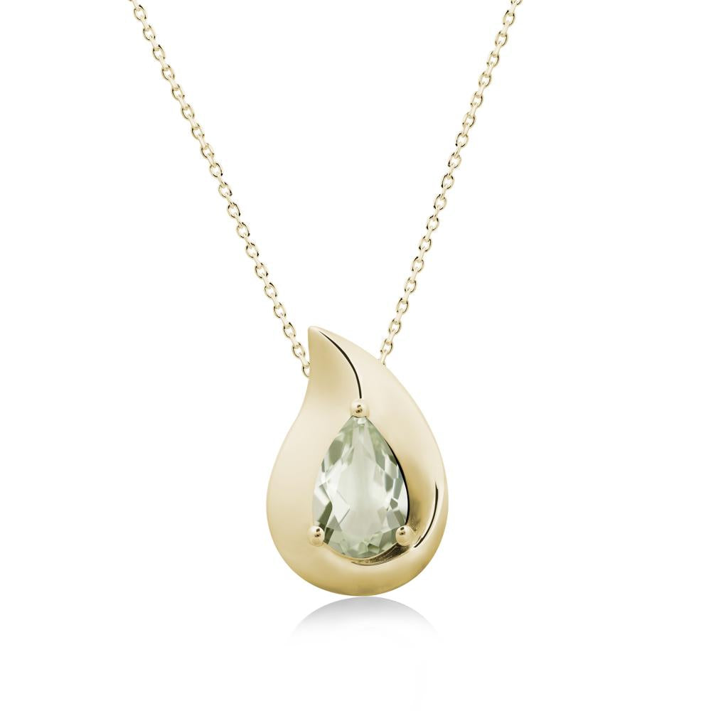 Simple Teardrop Green Amethyst Necklace - LUO Jewelry #metal_14k yellow gold