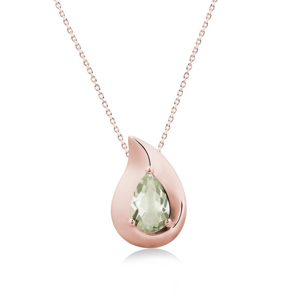 Simple Teardrop Green Amethyst Necklace - LUO Jewelry #metal_18k rose gold