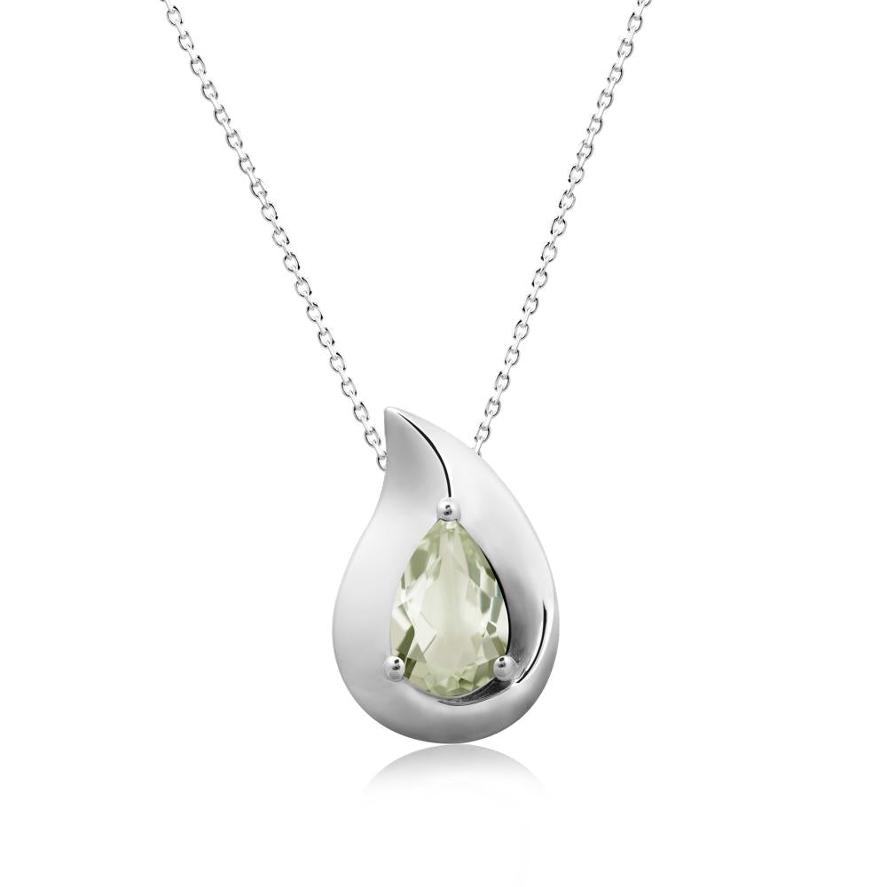 Simple Teardrop Green Amethyst Necklace - LUO Jewelry #metal_18k white gold