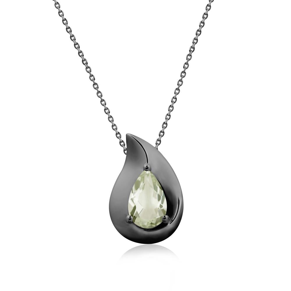 Simple Teardrop Green Amethyst Necklace - LUO Jewelry #metal_black finish sterling silver