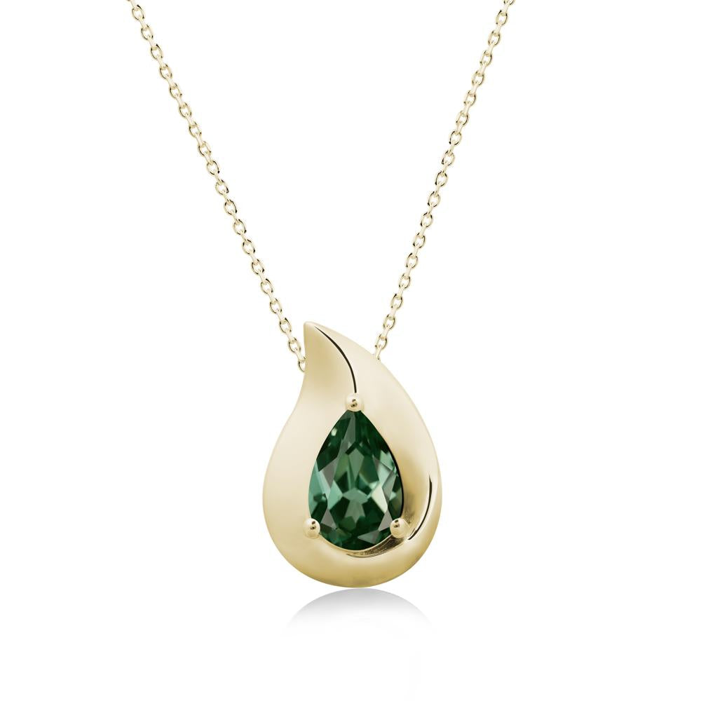 Simple Teardrop Green Sapphire Pendant - LUO Jewelry #metal_14k yellow gold