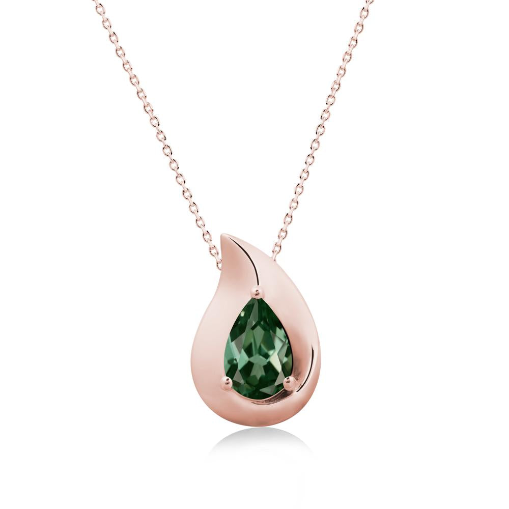 Simple Teardrop Green Sapphire Pendant - LUO Jewelry #metal_18k rose gold