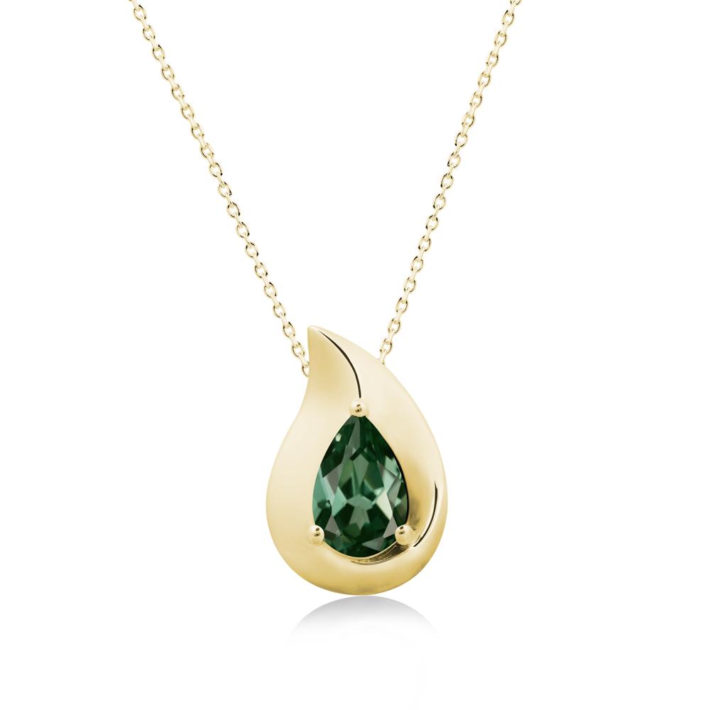 Simple Teardrop Green Sapphire Pendant - LUO Jewelry #metal_18k yellow gold