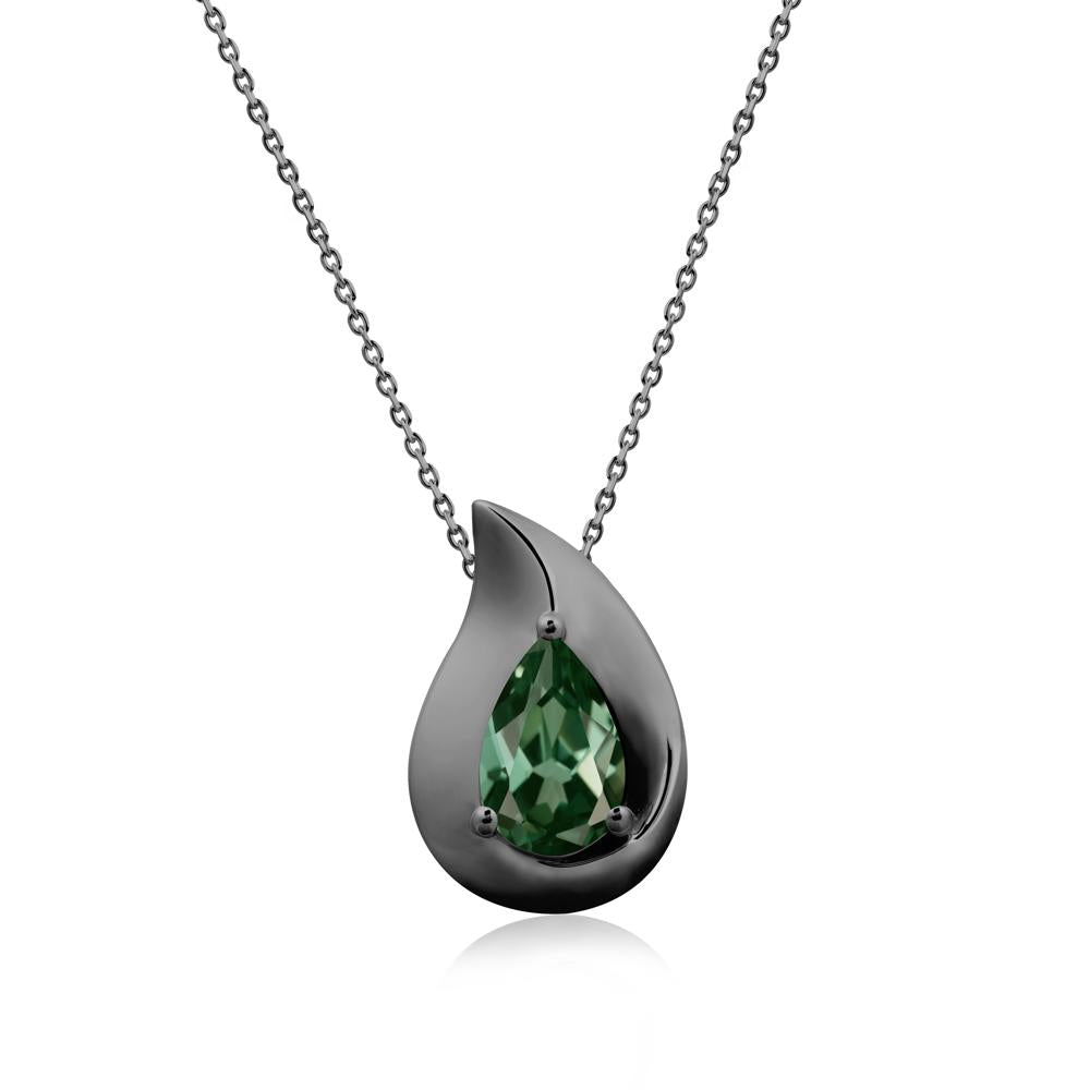 Simple Teardrop Green Sapphire Pendant - LUO Jewelry #metal_black finish sterling silver