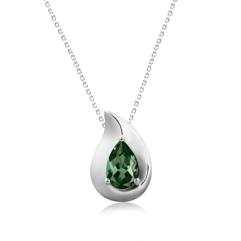 Simple Teardrop Green Sapphire Pendant - LUO Jewelry #metal_sterling silver