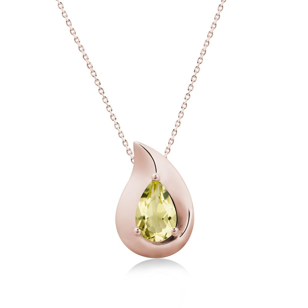Simple Teardrop Lemon Quartz Necklace - LUO Jewelry #metal_14k rose gold