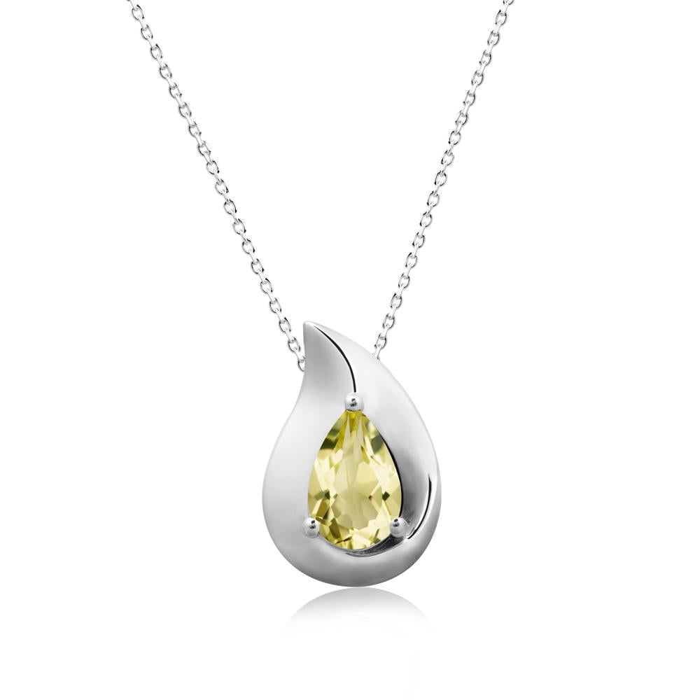 Simple Teardrop Lemon Quartz Necklace - LUO Jewelry #metal_14k white gold