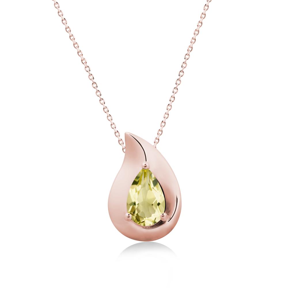 Simple Teardrop Lemon Quartz Necklace - LUO Jewelry #metal_18k rose gold