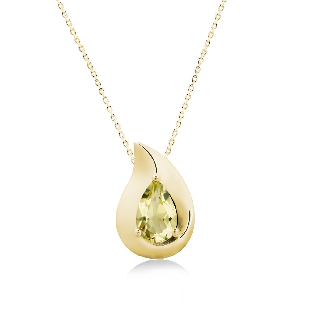 Simple Teardrop Lemon Quartz Necklace - LUO Jewelry #metal_18k yellow gold