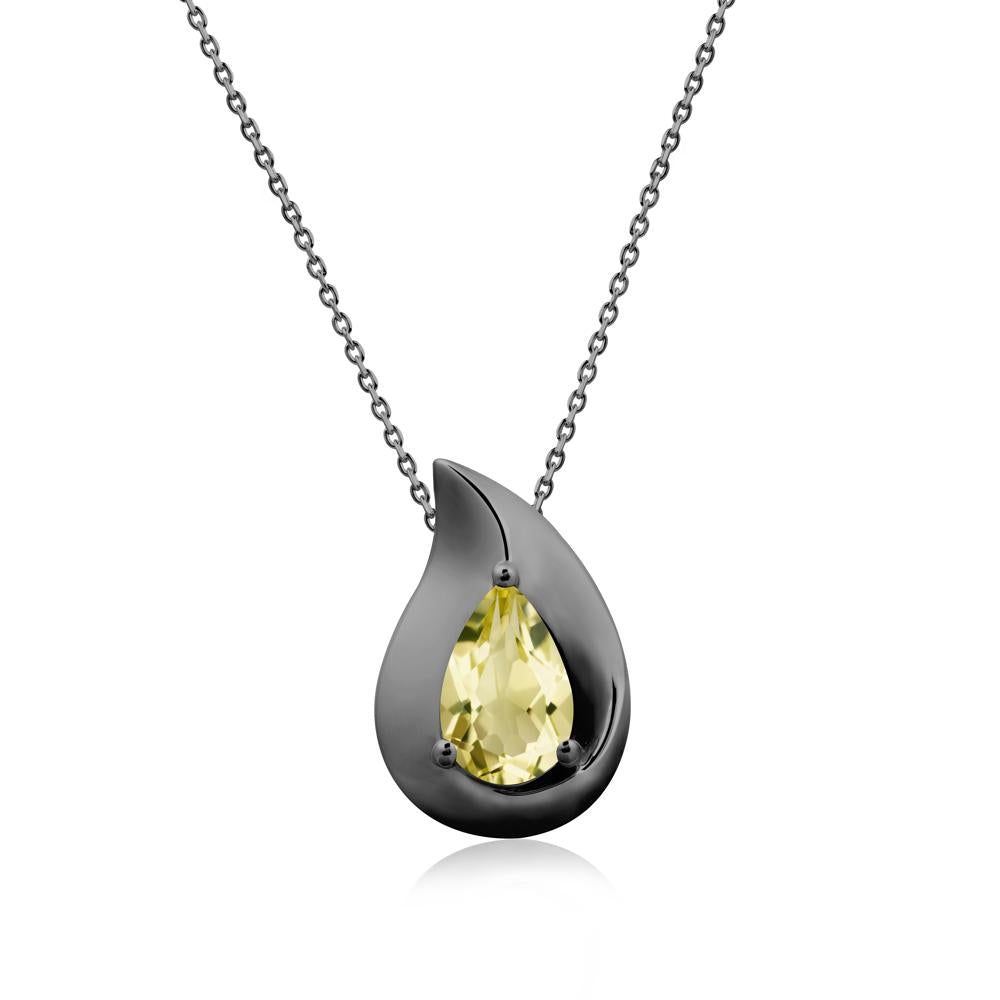 Simple Teardrop Lemon Quartz Necklace - LUO Jewelry #metal_black finish sterling silver