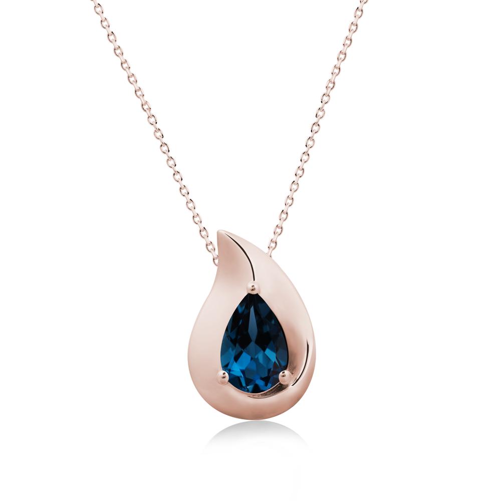 Simple Teardrop London Blue Topaz Pendant - LUO Jewelry #metal_14k rose gold