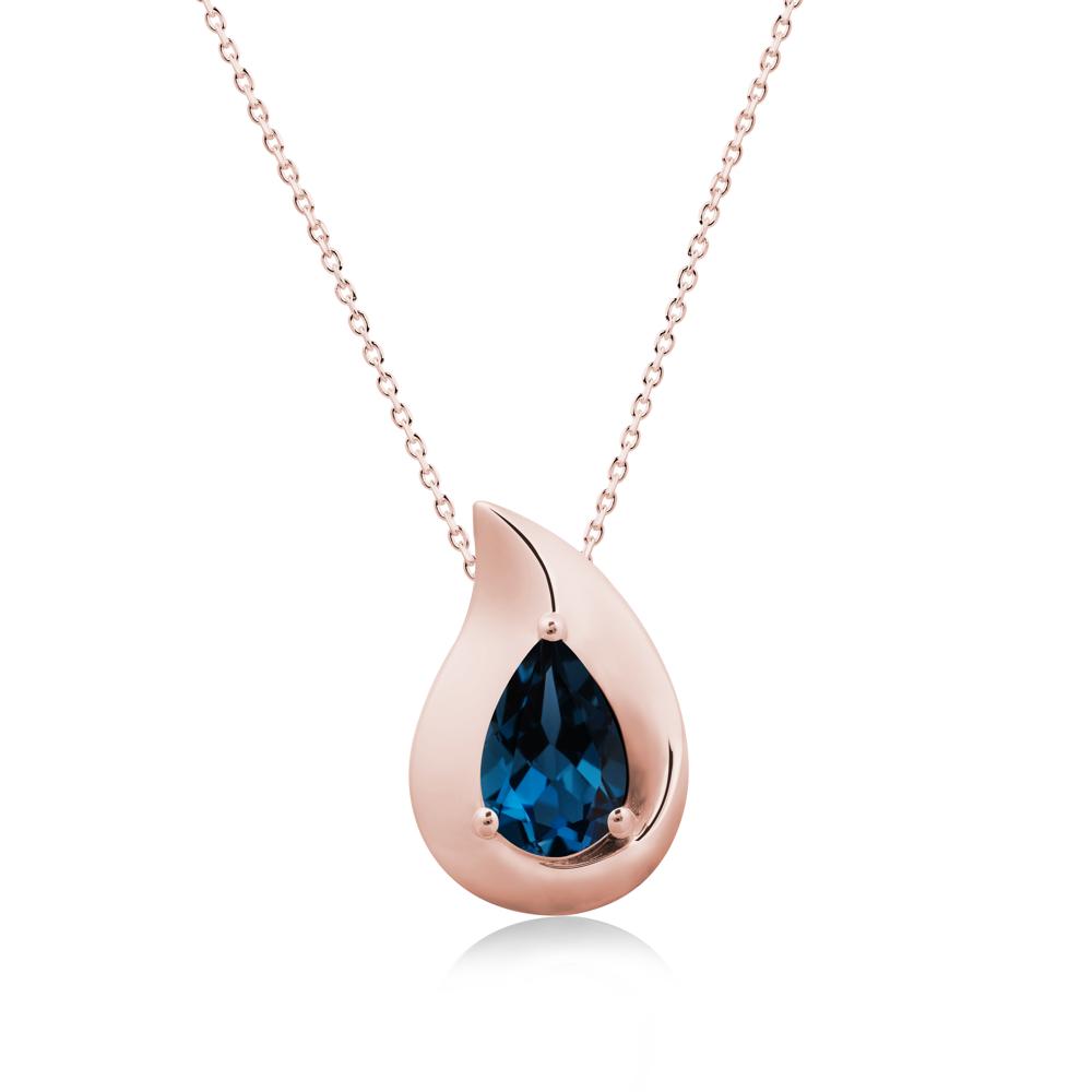 Simple Teardrop London Blue Topaz Pendant - LUO Jewelry #metal_18k rose gold