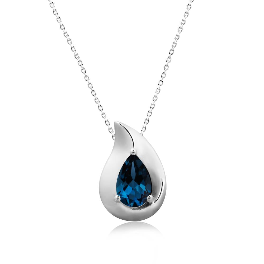 Simple Teardrop London Blue Topaz Pendant - LUO Jewelry #metal_sterling silver