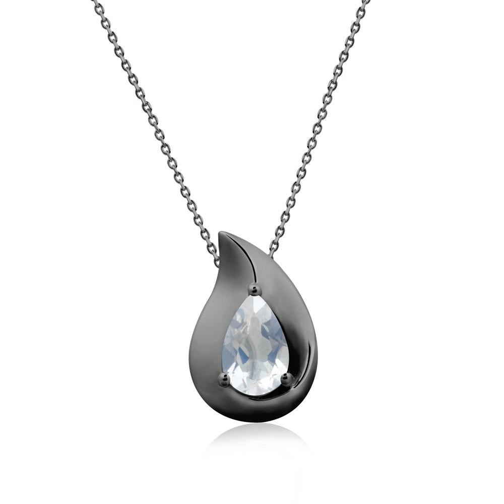 Simple Teardrop Moonstone Pendant - LUO Jewelry #metal_black finish sterling silver