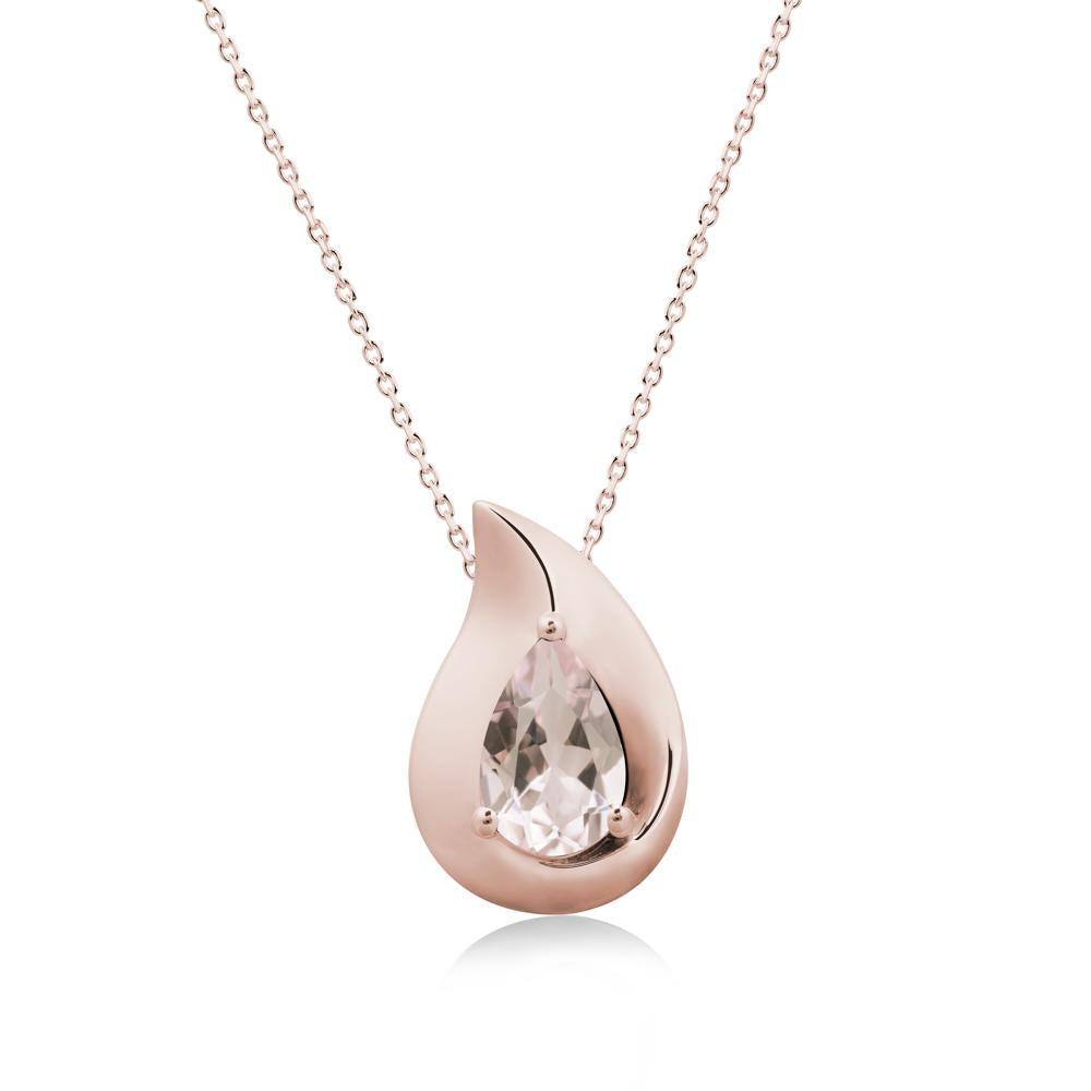Simple Teardrop Morganite Necklace - LUO Jewelry #metal_14k rose gold