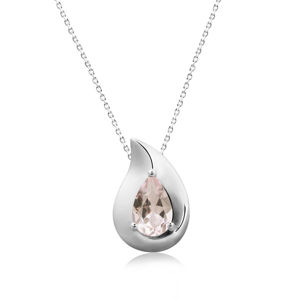 Simple Teardrop Morganite Necklace - LUO Jewelry #metal_18k white gold