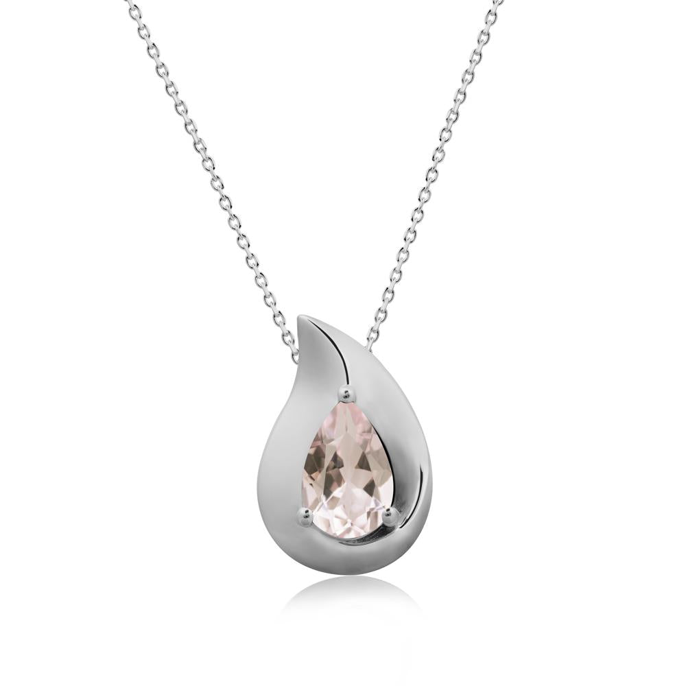 Simple Teardrop Morganite Necklace - LUO Jewelry #metal_platinum
