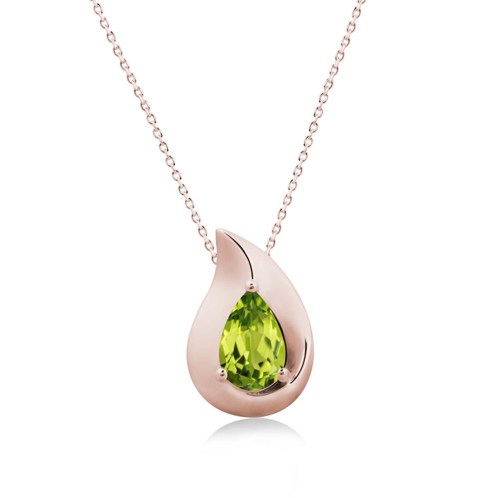 Simple Teardrop Peridot Necklace - LUO Jewelry #metal_14k rose gold