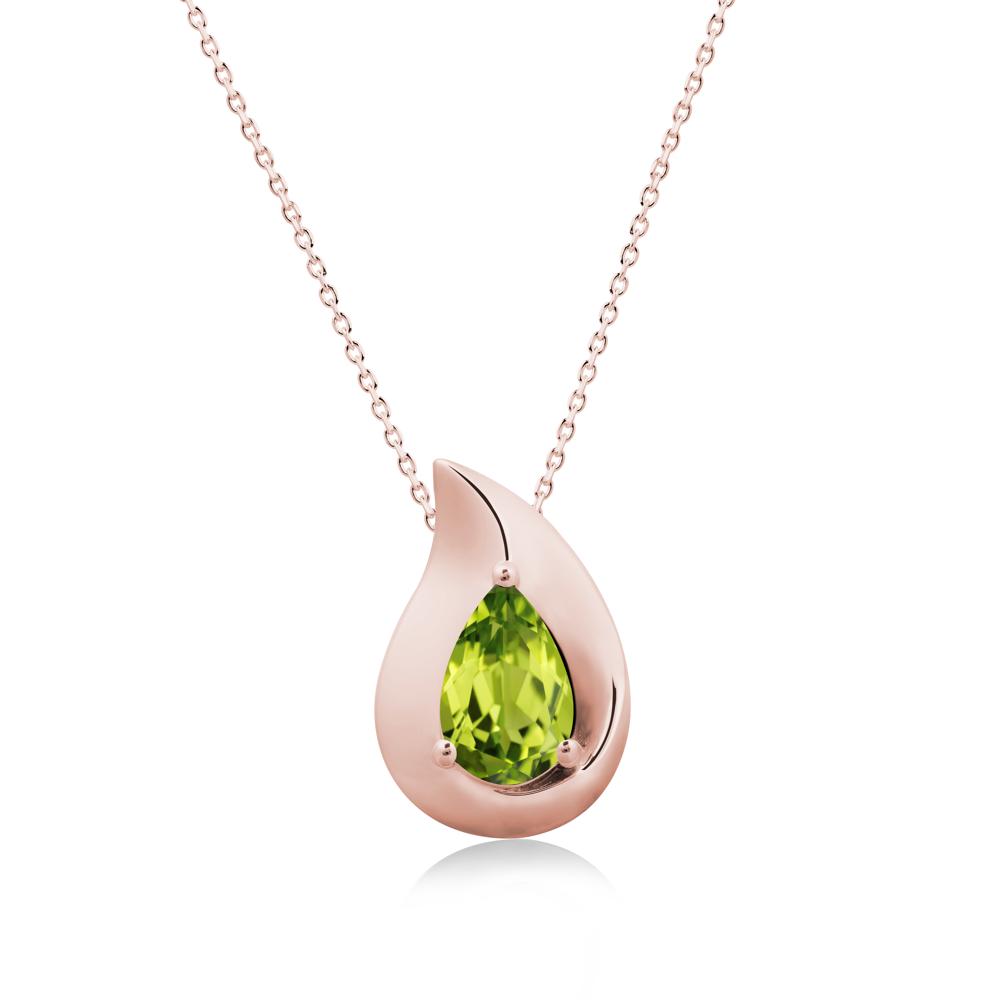 Simple Teardrop Peridot Necklace - LUO Jewelry #metal_18k rose gold