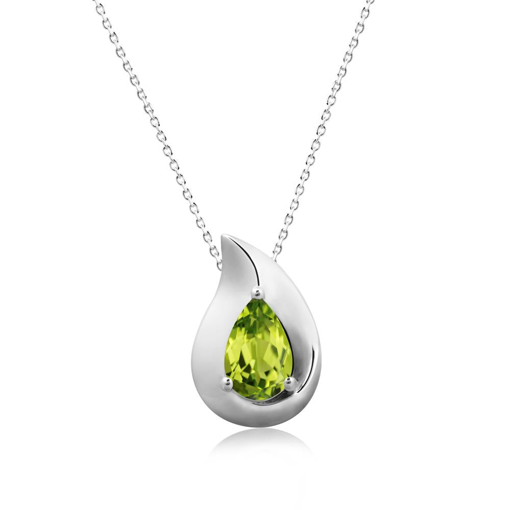 Simple Teardrop Peridot Necklace - LUO Jewelry #metal_18k white gold