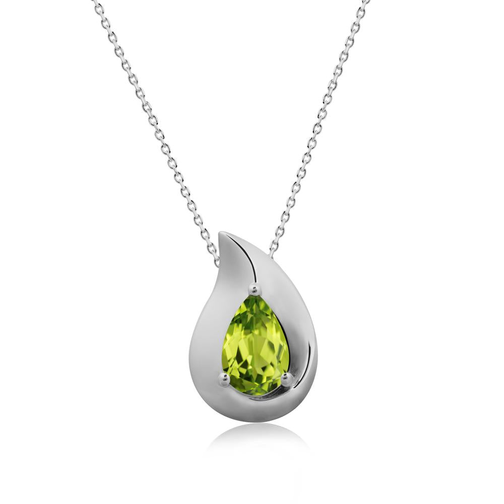 Simple Teardrop Peridot Necklace - LUO Jewelry #metal_platinum