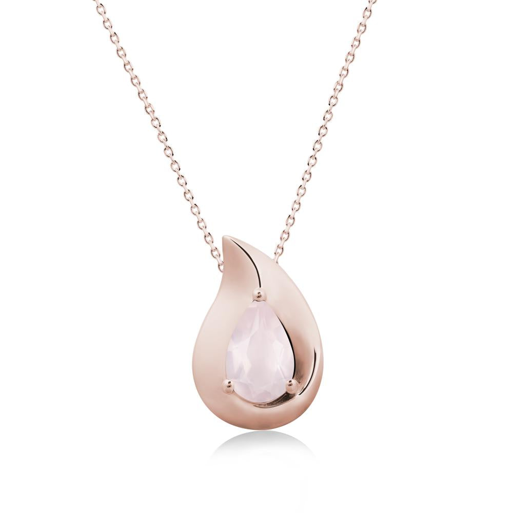 Simple Teardrop Rose Quartz Pendant - LUO Jewelry #metal_14k rose gold