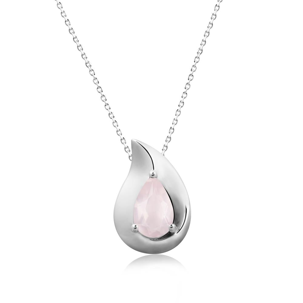 Simple Teardrop Rose Quartz Pendant - LUO Jewelry #metal_14k white gold
