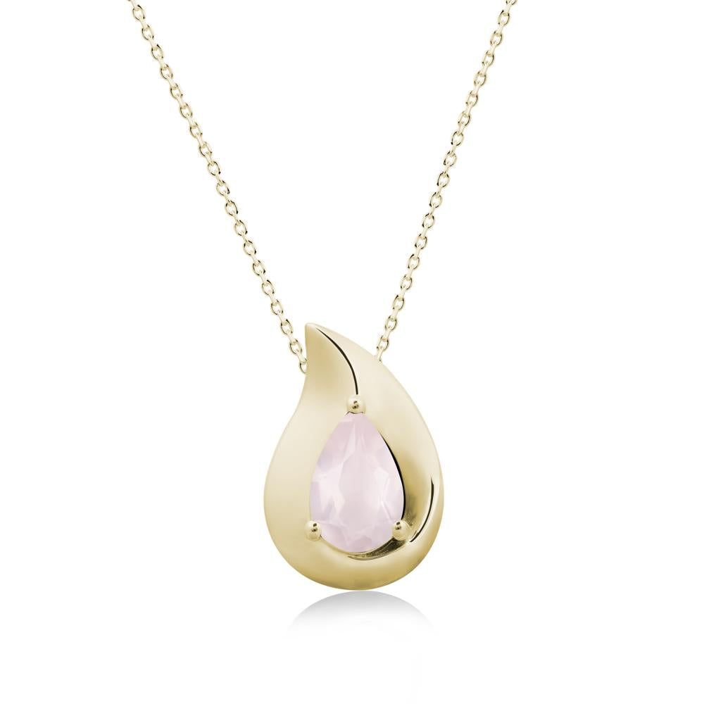 Simple Teardrop Rose Quartz Pendant - LUO Jewelry #metal_14k yellow gold
