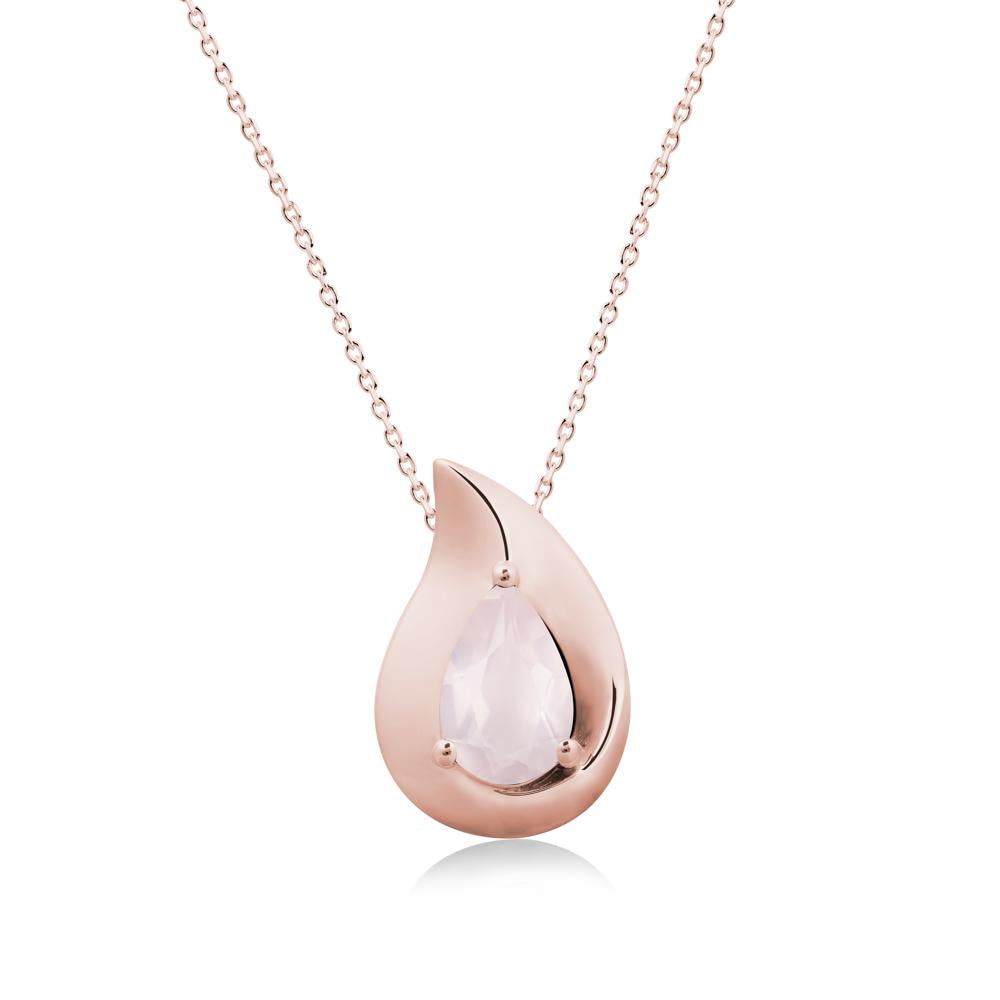 Simple Teardrop Rose Quartz Pendant - LUO Jewelry #metal_18k rose gold
