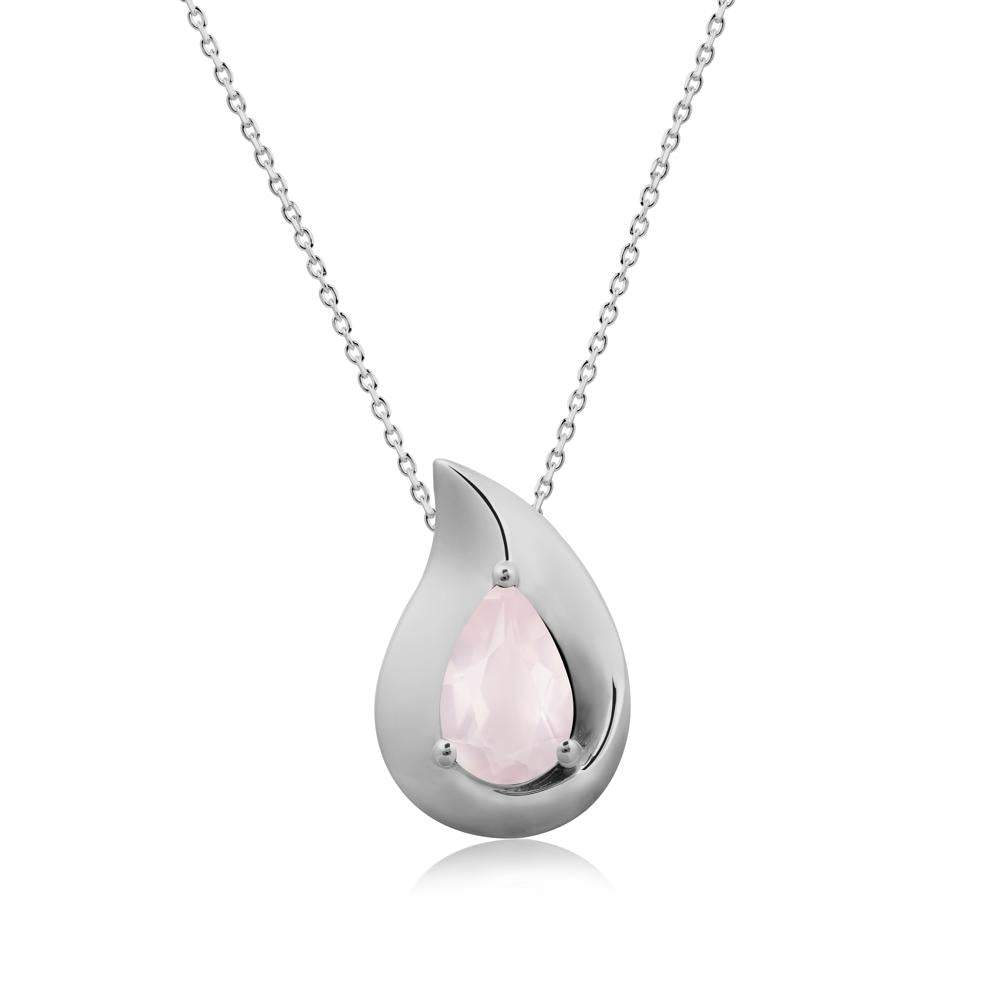 Simple Teardrop Rose Quartz Pendant - LUO Jewelry #metal_platinum