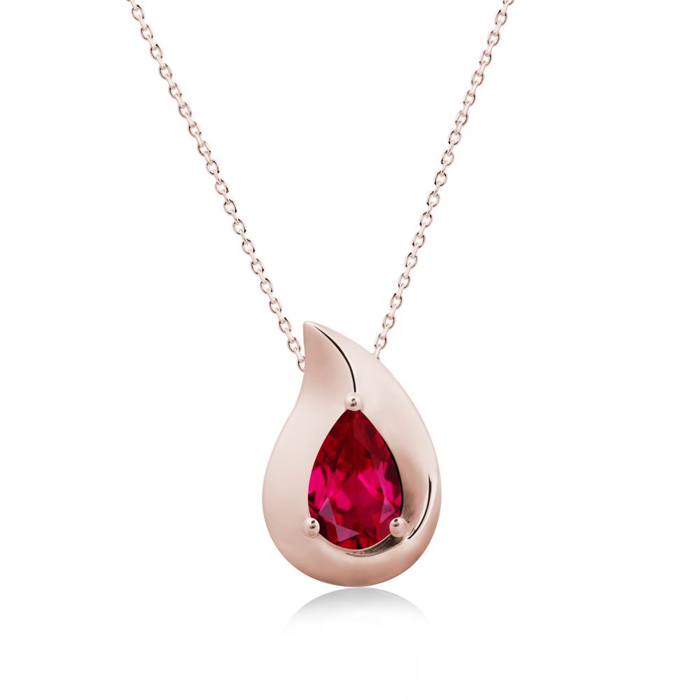 Simple Teardrop Ruby Necklace - LUO Jewelry #metal_14k rose gold