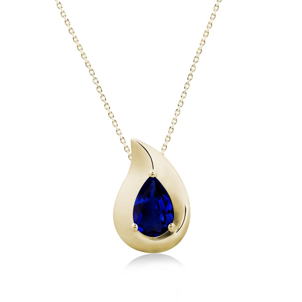 Simple Teardrop Sapphire Pendant - LUO Jewelry #metal_14k yellow gold