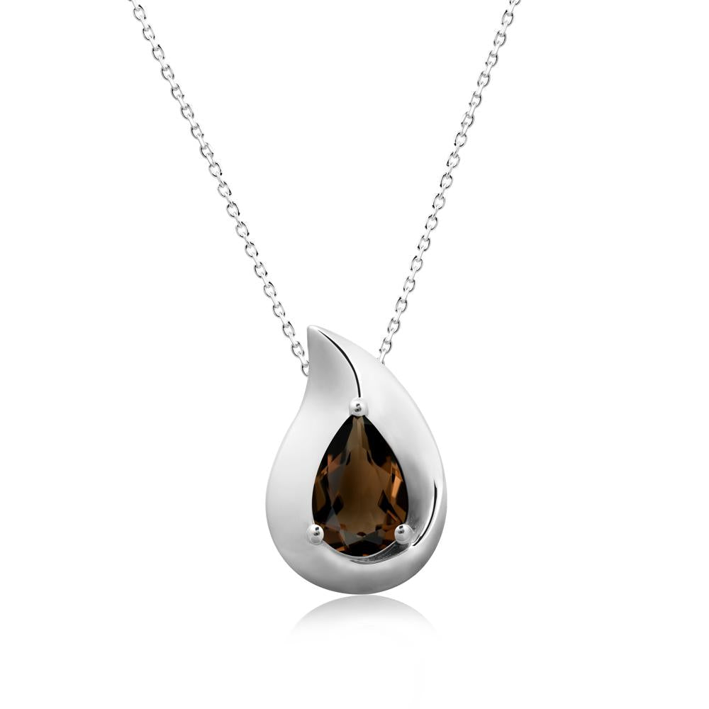 Simple Teardrop Smoky Quartz Necklace - LUO Jewelry #metal_14k white gold